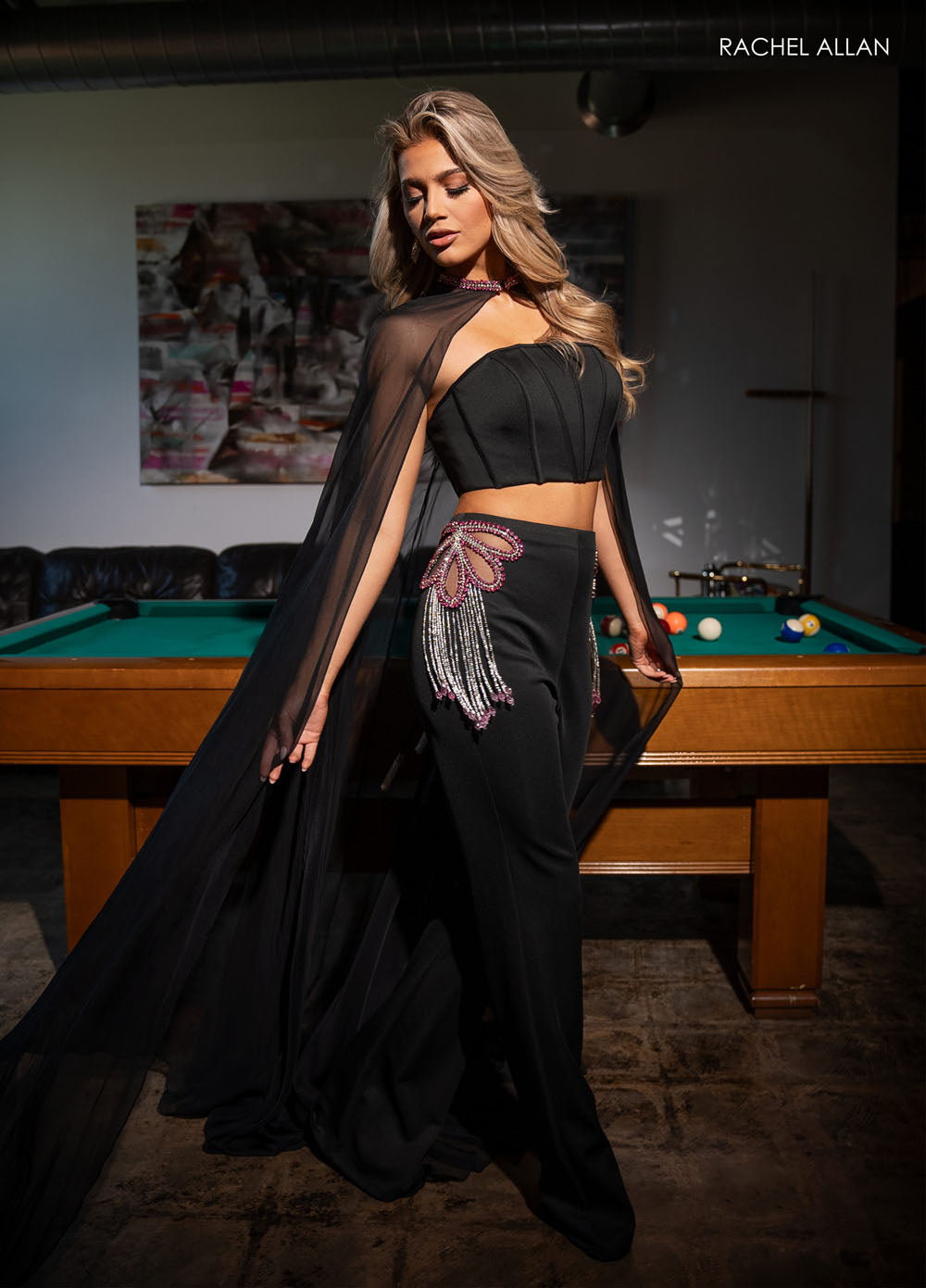 Rachel Allan 70613 prom dress images. Rachel Allan 70613 is available in these colors: Black Fuchsia, White.