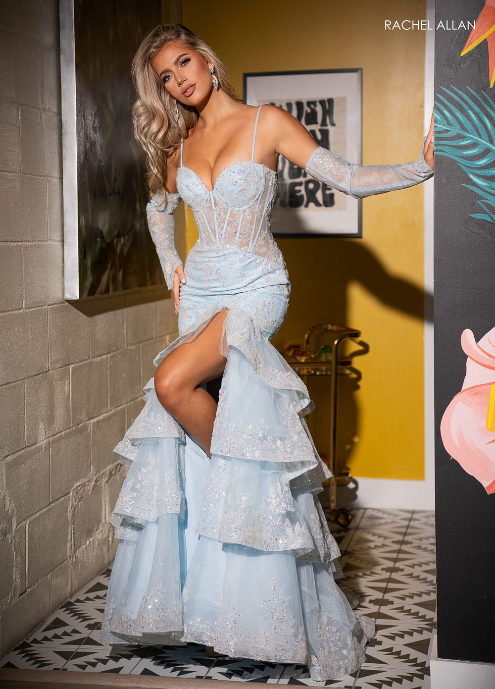 Rachel Allan 70614 prom dress images. Rachel Allan 70614 is available in these colors: Black, Fuchsia, Purple, Sky Blue.