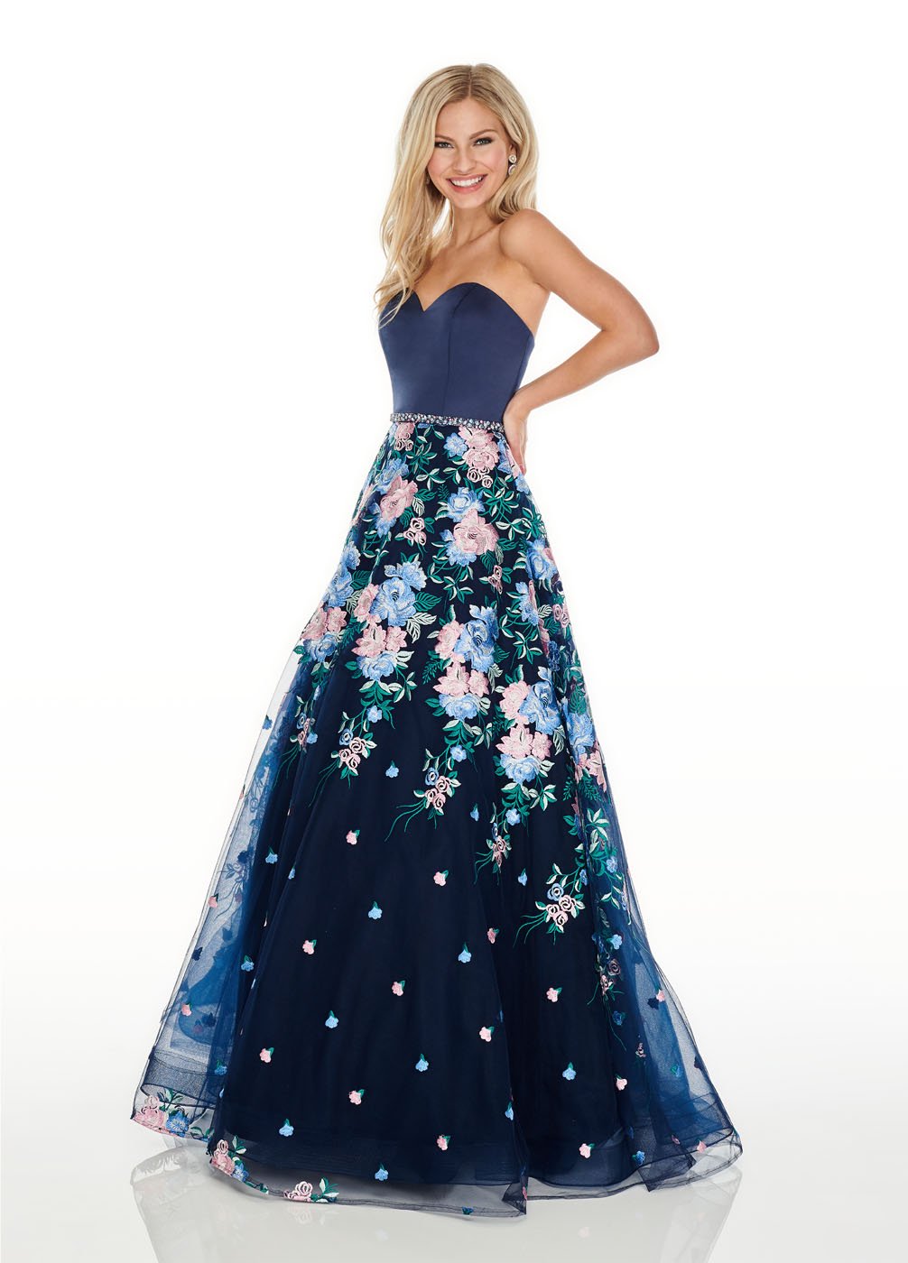 Rachel Allan 7063 prom dress images. Rachel Allan 7063 is available in these colors: Aqua Multi, Navy Multi, Pink Multi.