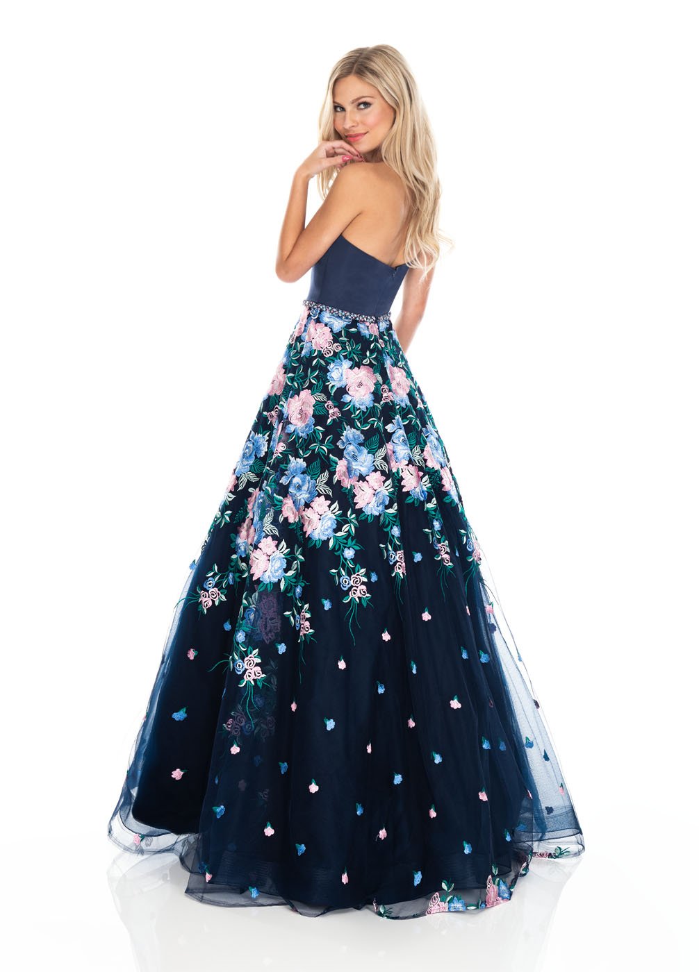 Rachel Allan 7063 prom dress images. Rachel Allan 7063 is available in these colors: Aqua Multi, Navy Multi, Pink Multi.