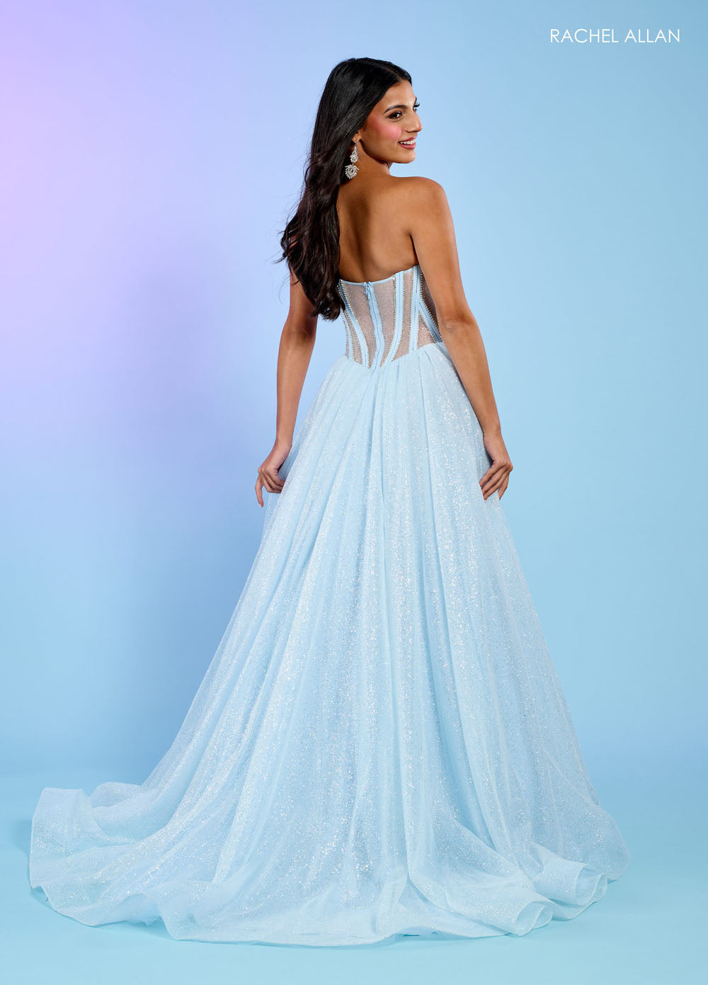 Rachel Allan 70630 prom dress images. Rachel Allan 70630 is available in these colors: Black, Light Blue, Pink, Red.