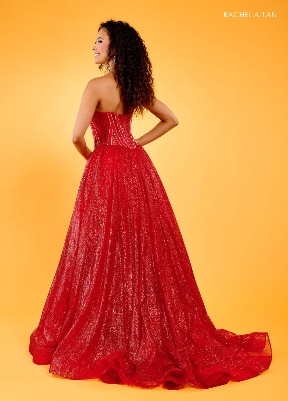 Rachel Allan 70630 prom dress images. Rachel Allan 70630 is available in these colors: Black, Light Blue, Pink, Red.