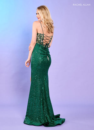 Rachel Allan 70640 prom dress images.  Rachel Allan 70640 is available in these colors: Black, Emerald, Platinum, Red.