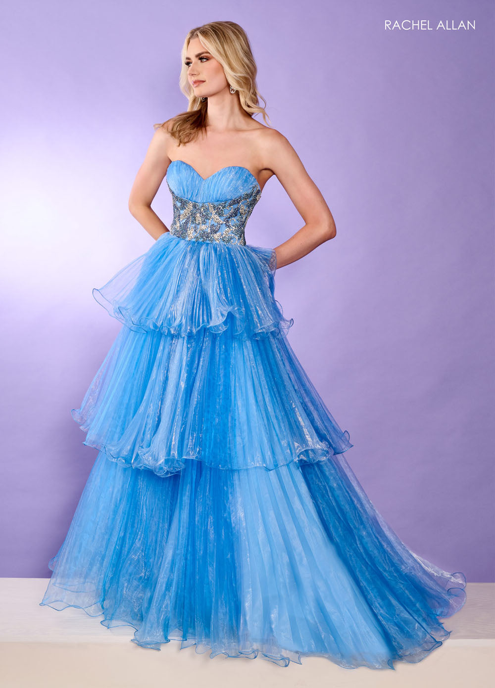 Rachel Allan 70649 prom dress images. Rachel Allan 70649 is available in these colors: Jade, Lilac, Powder Blue.