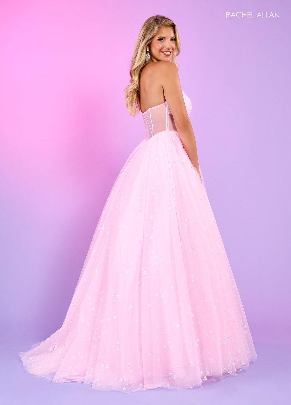 Rachel Allan 70661 prom dress images. Rachel Allan 70661 is available in these colors: Lilac, Mint, Pink.