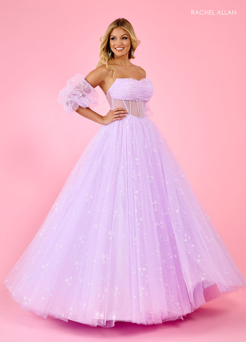 Rachel Allan 70661 prom dress images. Rachel Allan 70661 is available in these colors: Lilac, Mint, Pink.