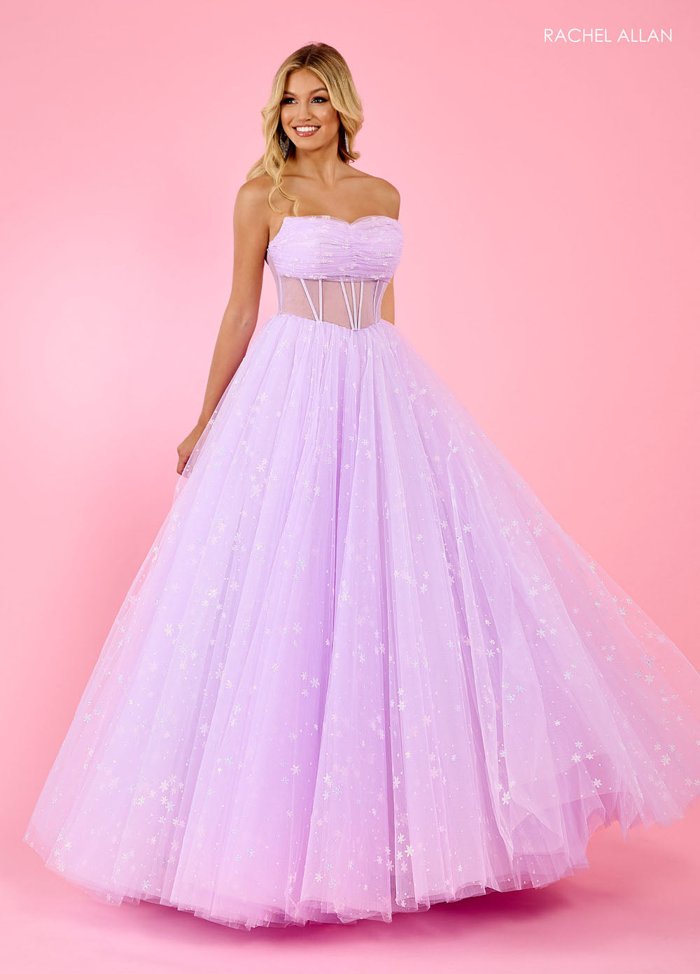 Rachel Allan 70661 prom dress images. Rachel Allan 70661 is available in these colors: Lilac, Mint, Pink.