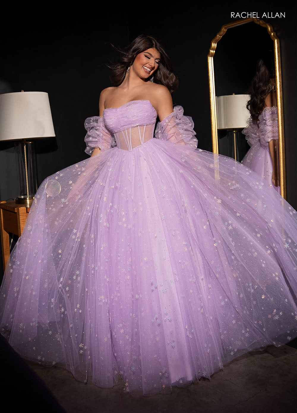 Rachel Allan 70661 prom dress images. Rachel Allan 70661 is available in these colors: Lilac, Mint, Pink.