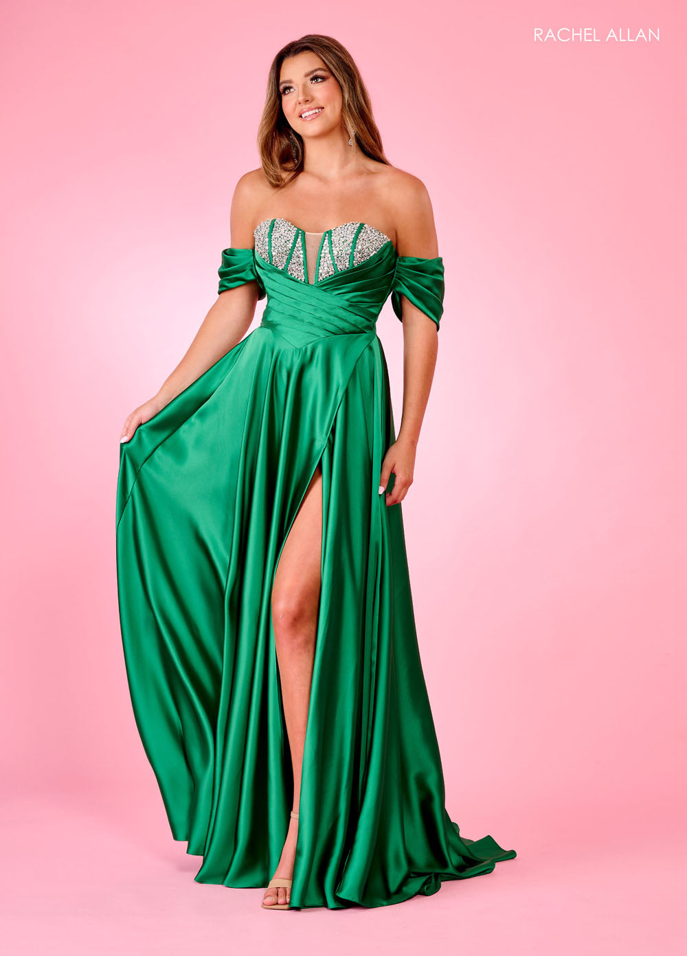 Rachel Allan 70664 prom dress images. Rachel Allan 70664 is available in these colors: Emerald, Fuchsia, Royal.