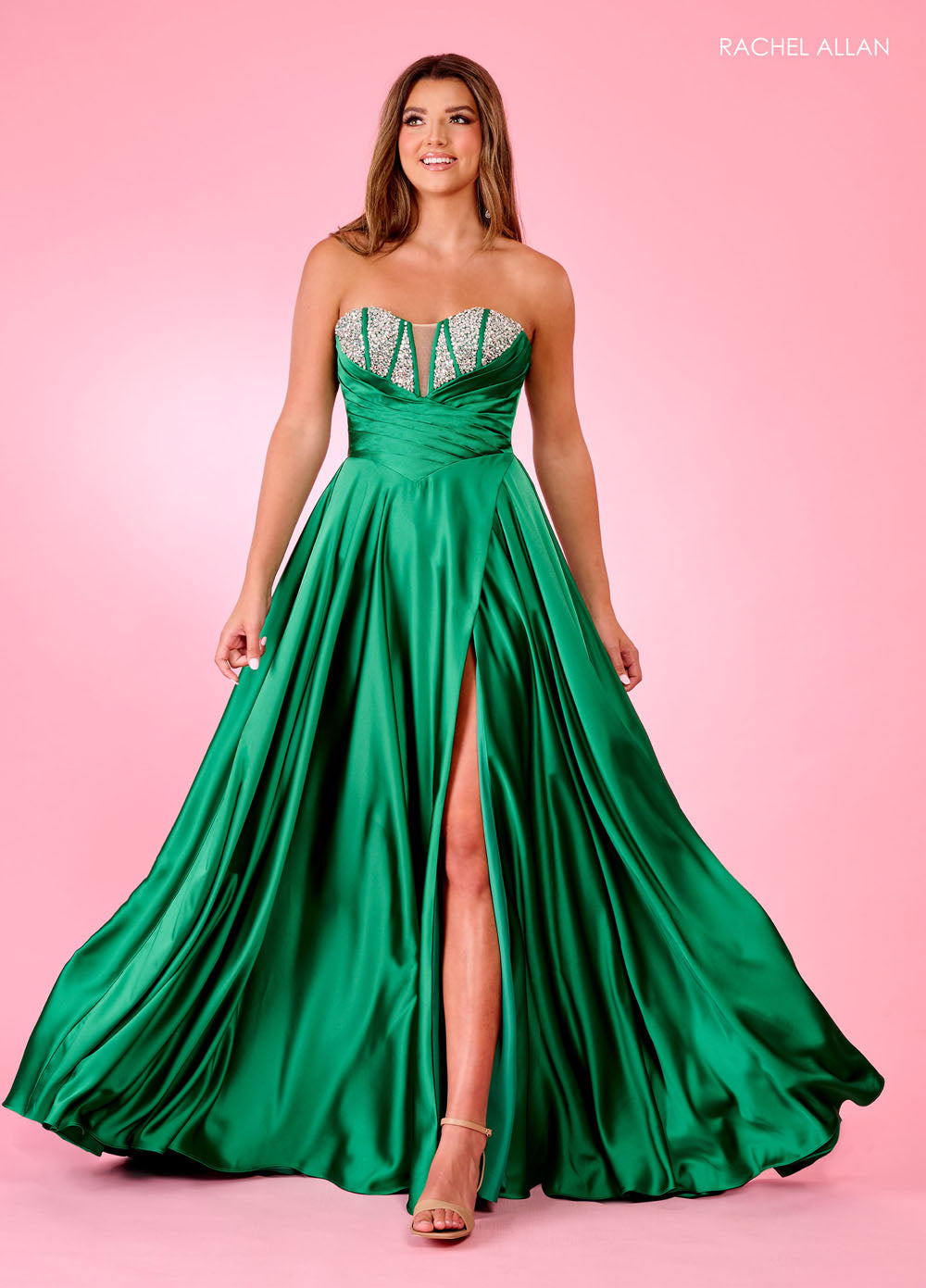 Rachel Allan 70664 prom dress images. Rachel Allan 70664 is available in these colors: Emerald, Fuchsia, Royal.