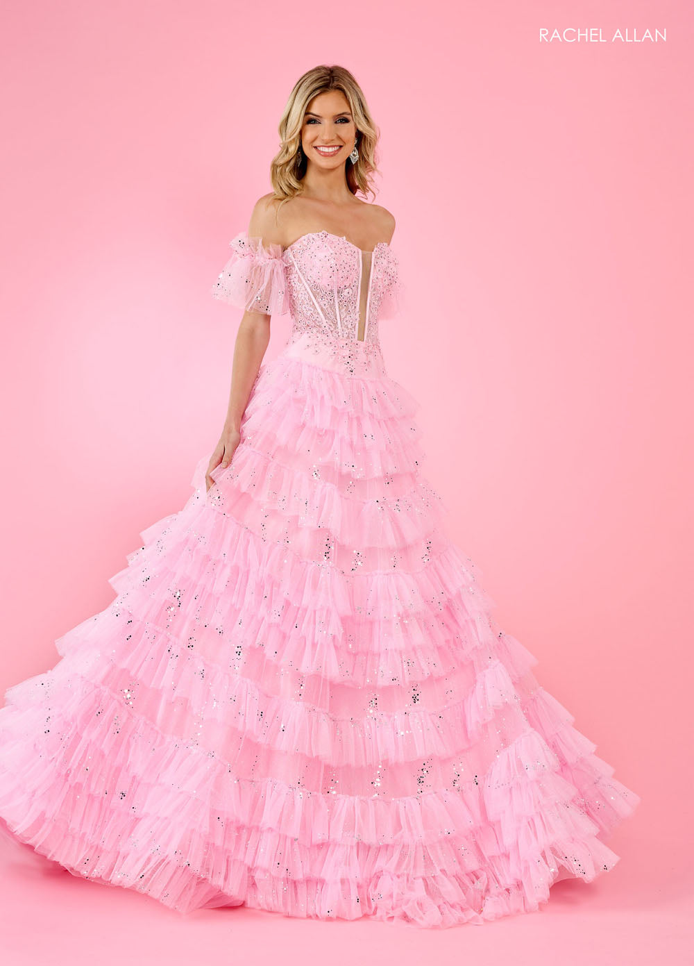Rachel Allan 70675 prom dress images. Rachel Allan 70675 is available in these colors: Black, Lilac, Pink.