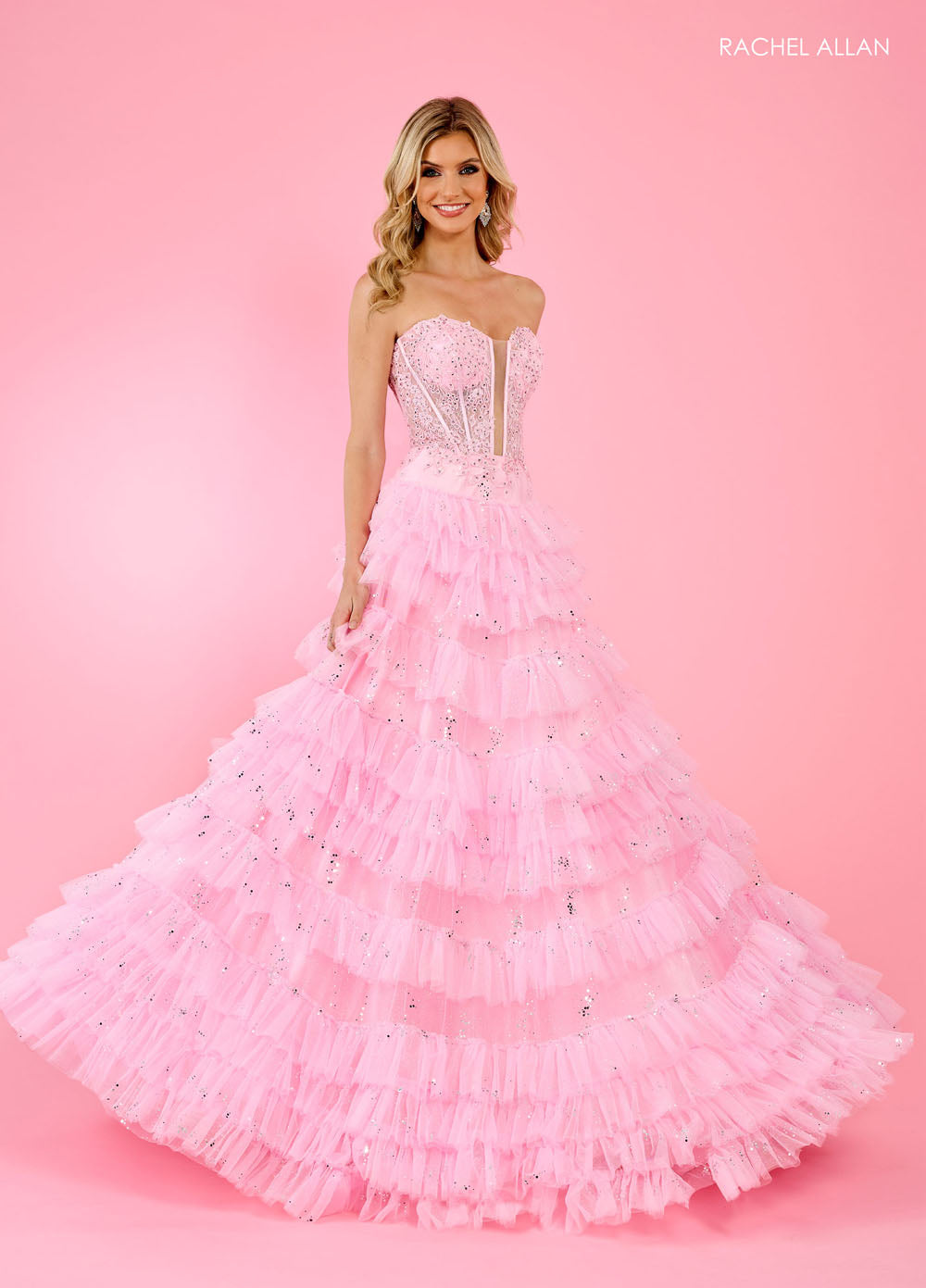 Rachel Allan 70675 prom dress images. Rachel Allan 70675 is available in these colors: Black, Lilac, Pink.