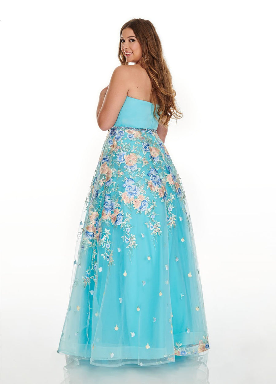 Rachel Allan 7219 prom dress images.  Rachel Allan 7219 is available in these colors: Aqua Multi, Navy Multi, Pink Multi.