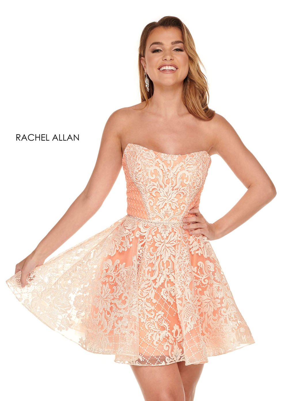 Rachel Allan 40062 prom dress images. Rachel Allan 40062 is available in these colors: White Soft Coral,White Ocean Blue.