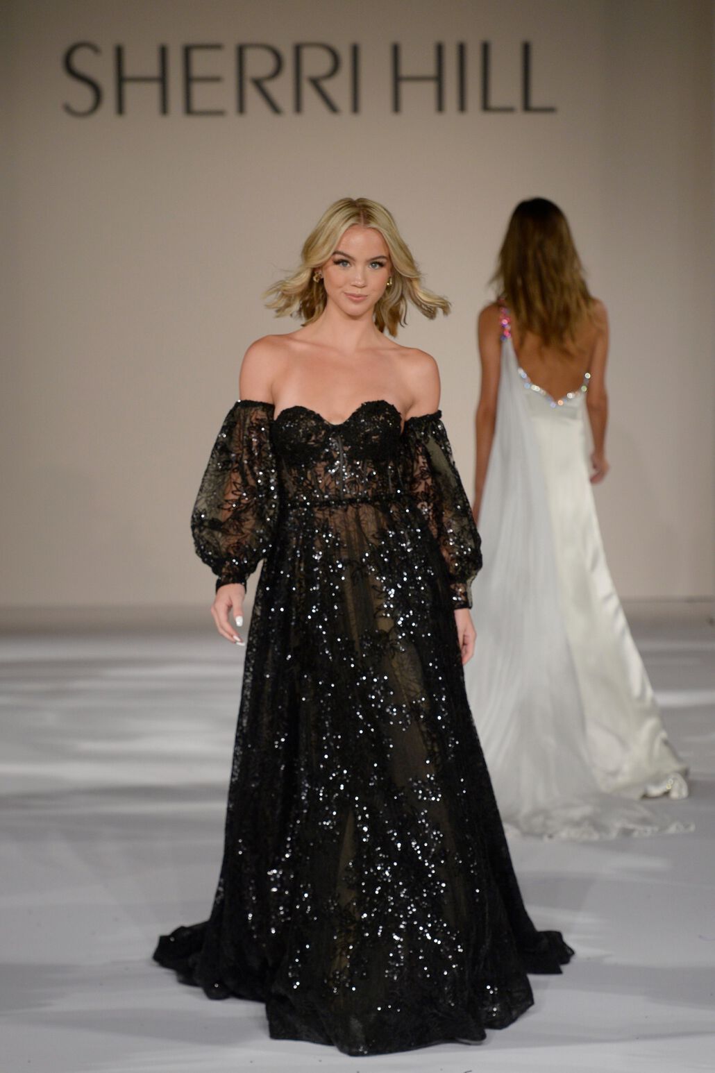 Sherri Hill 55017 prom dress images. Sherri Hill 55017 is available in these colors: Ivory Nude, Black Nude, Blush, Light Blue.