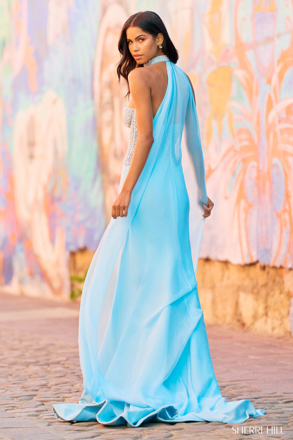 Sherri Hill 55564 light blue prom dresses images. Sherri Hill 55564 is available in these colors: Ivory, Black, Light Blue