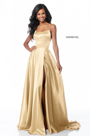 Sherri Hill 51631 prom dress images.  Sherri Hill 51631 is available in these colors: Black, Gold, Purple, Gunmetal, Emerald, Ruby, Red, Royal, Fuchsia, Navy, Turquoise, Light Blue, Nude, Light Yellow, Rose.