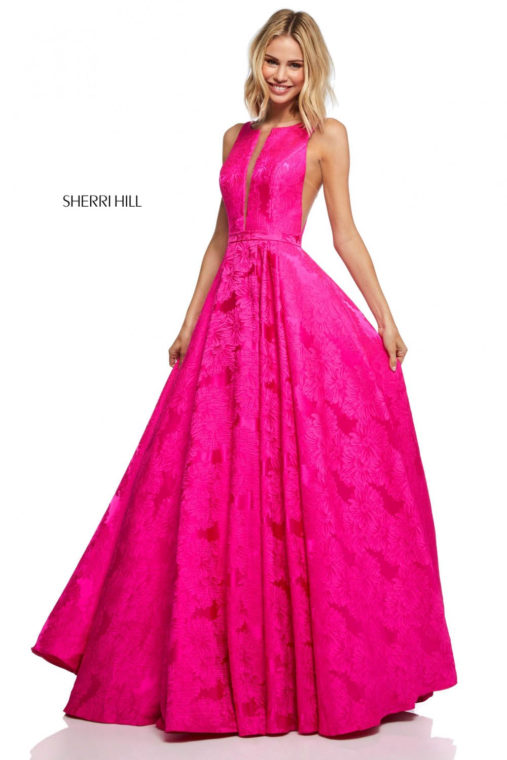 Sherri Hill 51703 prom dress images. Sherri Hill 51703 is available in these colors: Lilac, Light Blue, Ivory, Black, Fuchsia, Royal, Green, Red.