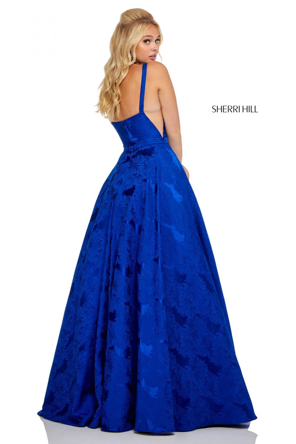 Sherri Hill 51703 prom dress images. Sherri Hill 51703 is available in these colors: Lilac, Light Blue, Ivory, Black, Fuchsia, Royal, Green, Red.