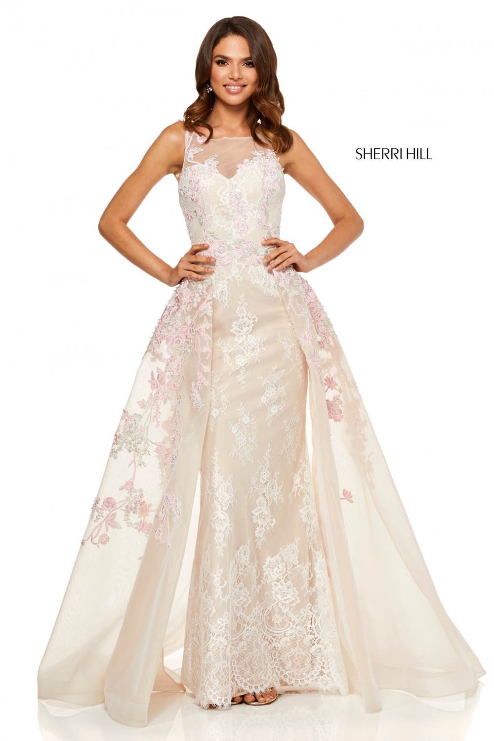 Sherri Hill 52161 prom dress images. Sherri Hill 52161 is available in these colors: Nude Pink, Nude Ivory Blush, Nude Light Blue.