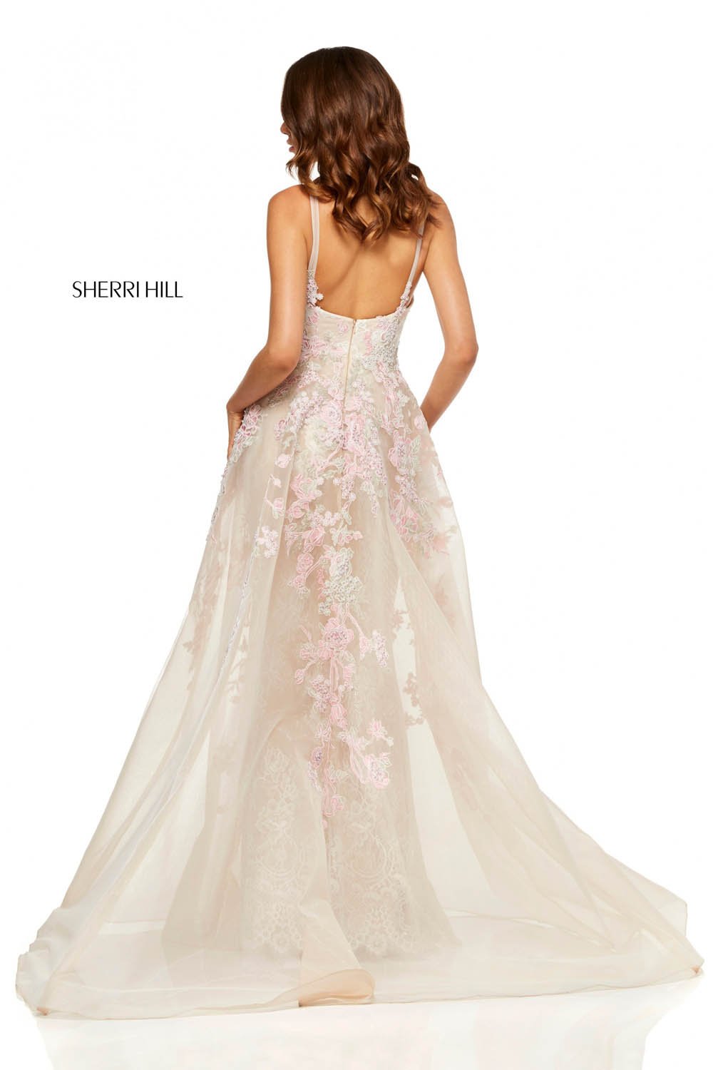 Sherri Hill 52161 prom dress images. Sherri Hill 52161 is available in these colors: Nude Pink, Nude Ivory Blush, Nude Light Blue.