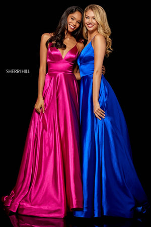 Sherri Hill 52195 prom dress images.  Sherri Hill 52195 is available in these colors: Red, Fuchsia, Turquoise, Gold, Mocha, Black, Wine, Teal, Dark Royal, Emerald, Gunmetal, Lilac, Rose, Light Blue, Yellow.