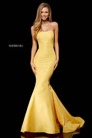 Sherri Hill 52390 prom dress images.  Sherri Hill 52390 is available in these colors: Light Blue, Fuchsia, Royal, Emerald, Black, Navy, Red, Yellow, Plum, Aqua, Lilac.