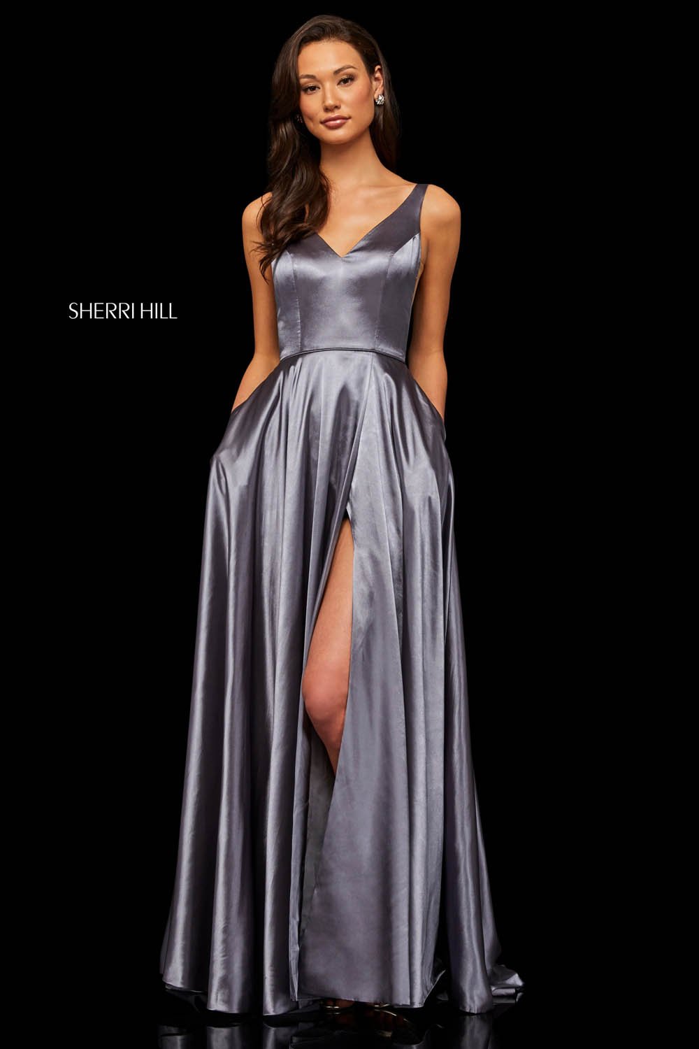 Sherri Hill 52410 prom dress images. Sherri Hill 52410 is available in these colors: Mocha, Red, Royal, Emerald, Wine, Yellow, Light Blue, Navy, Gunmetal, Black, Blue, Teal, Ruby, Rose.