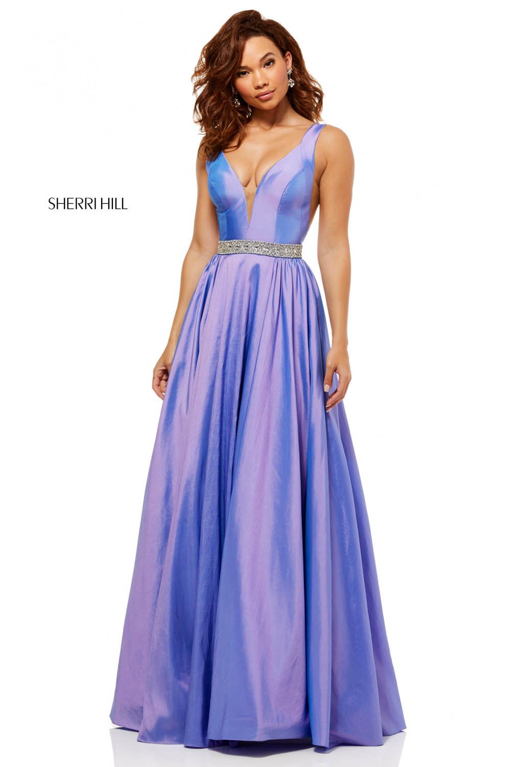 Sherri Hill 52414 prom dress images. Sherri Hill 52414 is available in these colors: Ivory, Light Blue, Lilac, Yellow, Pink.