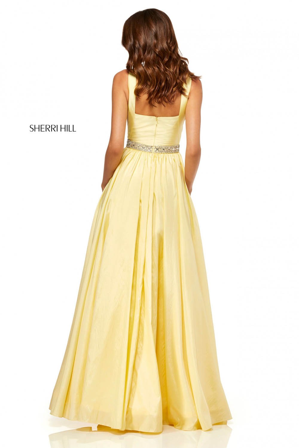 Sherri Hill 52414 prom dress images. Sherri Hill 52414 is available in these colors: Ivory, Light Blue, Lilac, Yellow, Pink.