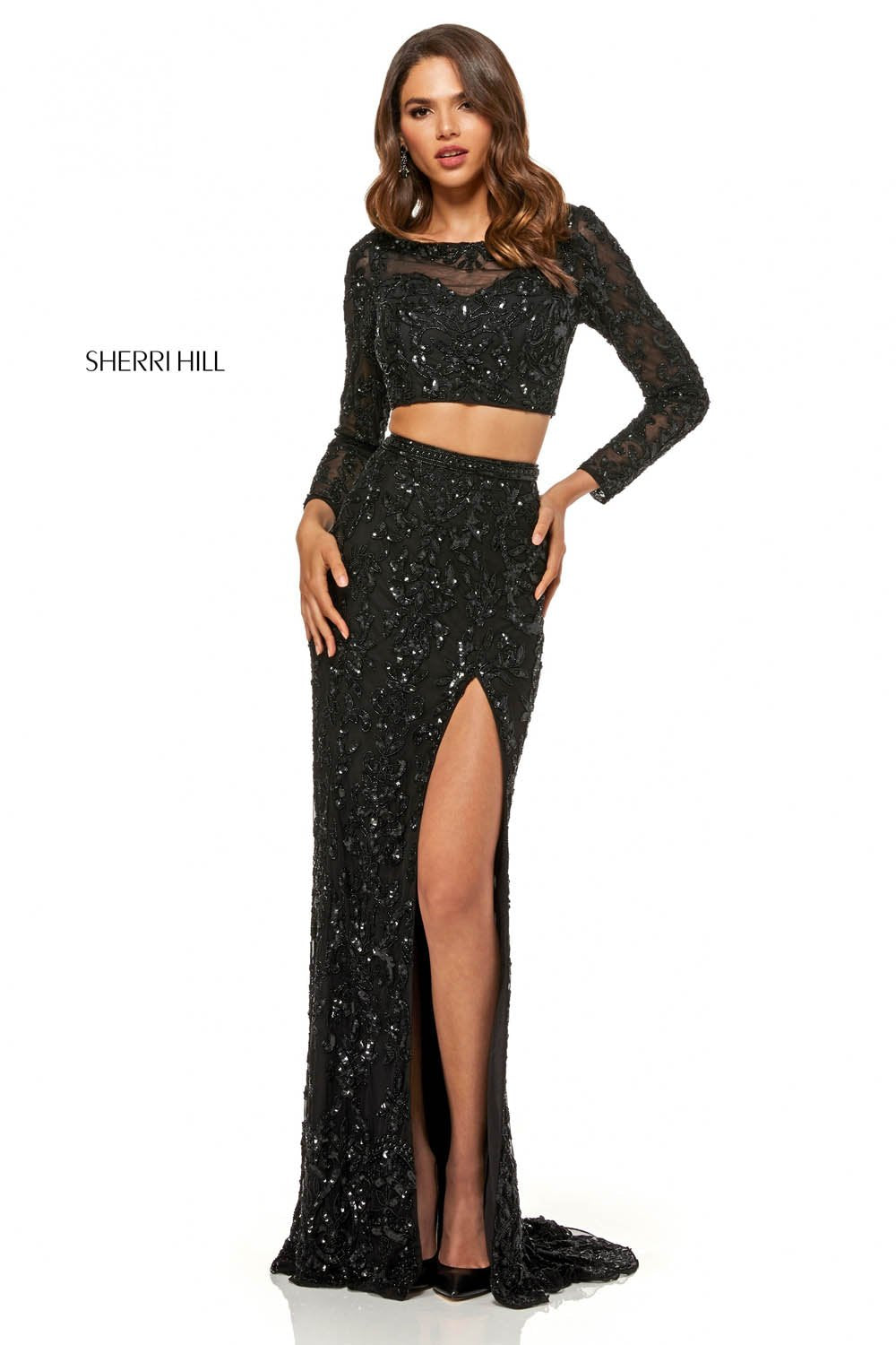 green emerald velvet dress Two-Piece Prom Dress with Short-Sleeve Crop Top Burgundy / 00