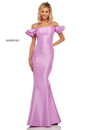 Sherri Hill 52467 prom dress images.  Sherri Hill 52467 is available in these colors: Lilac, Light Blue, Yellow, Fuchsia, Black, Navy, Red.