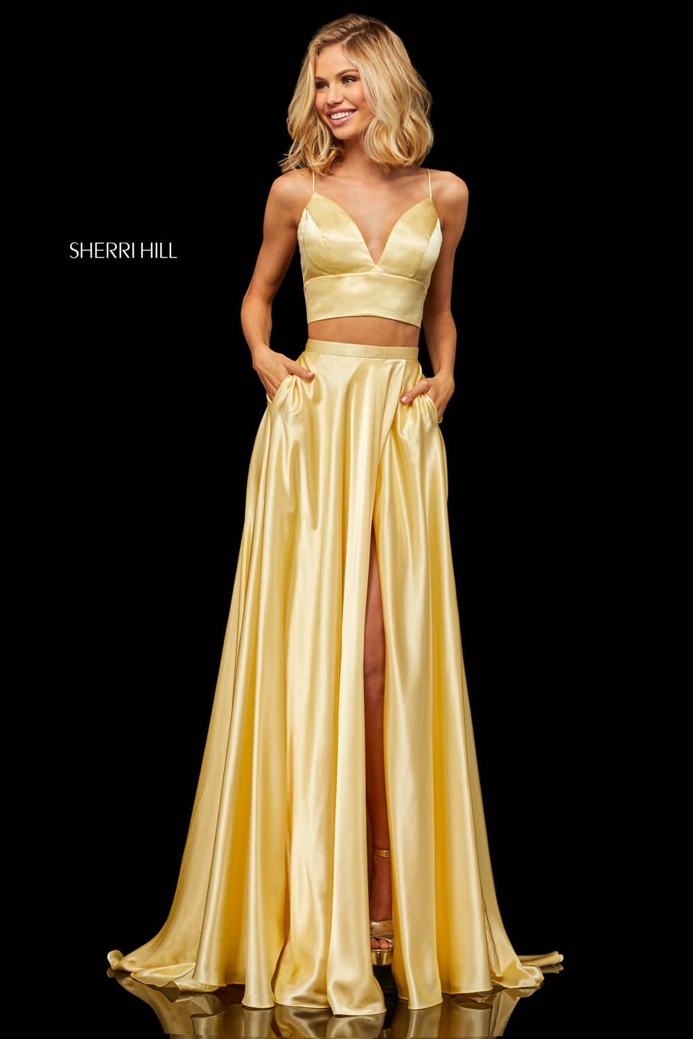 Sherri Hill 52488 prom dress images. Sherri Hill 52488 is available in these colors: Turquoise, Ruby, Royal, Red, Black, Yellow, Mocha, Rose, Emerald.