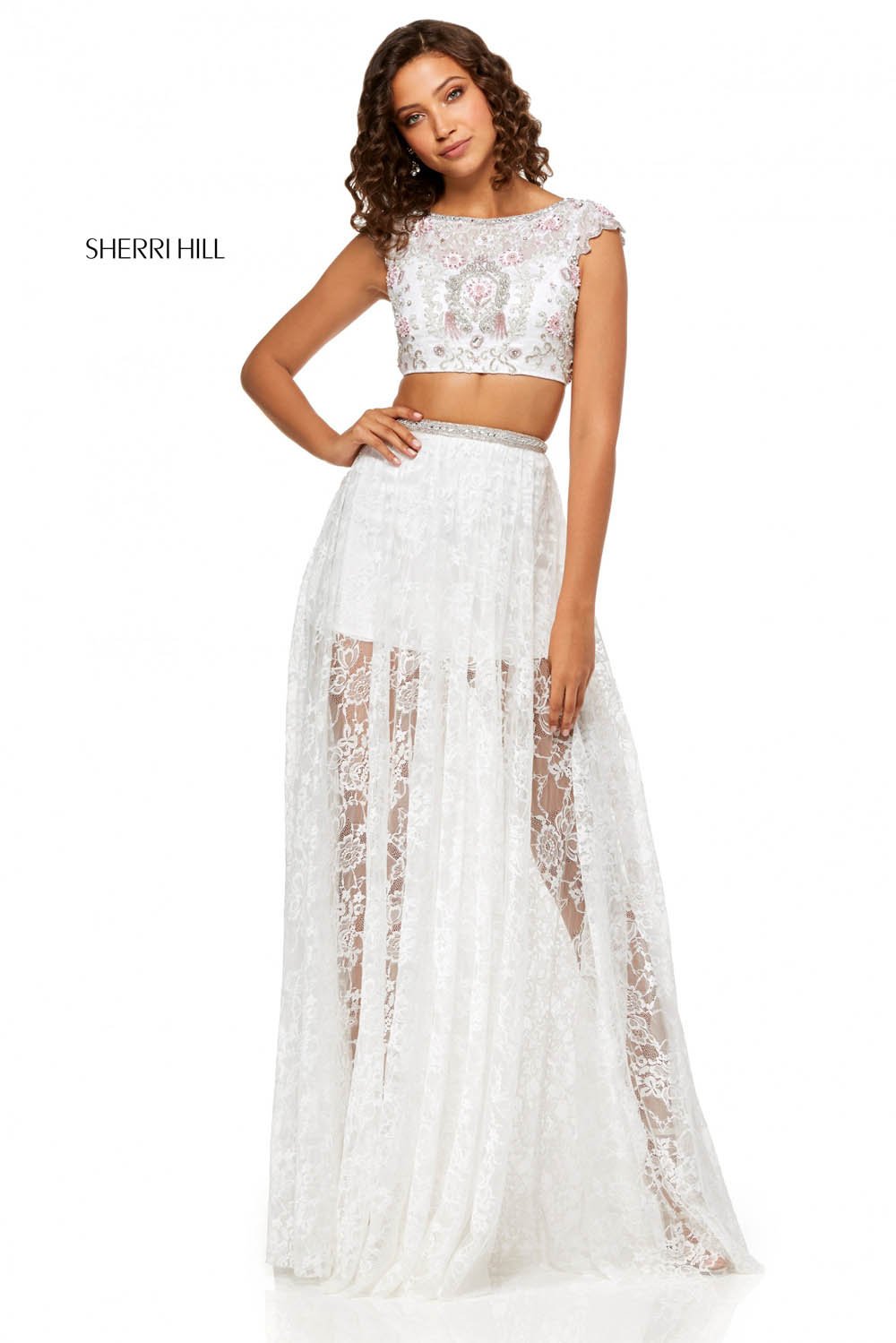 Sherri Hill 52519 prom dress images. Sherri Hill 52519 is available in these colors: Ivory Pink, Navy Pink.