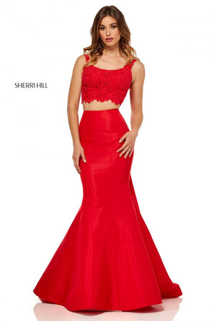 Sherri Hill 52528 prom dress images.  Sherri Hill 52528 is available in these colors: Ivory, Yellow, Red, Lilac, Black, Coral, Aqua.