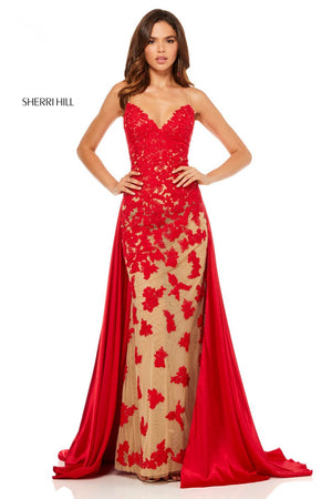 Sherri Hill 52538 prom dress images.  Sherri Hill 52538 is available in these colors: Nude Red, Nude Black, Nude Ivory, Nude Lilac, Nude Magenta, Nude Light Blue, Nude Teal, Nude Wine, Nude Aqua.