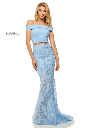 Sherri Hill 52653 prom dress images.  Sherri Hill 52653 is available in these colors: Pink, Black, Red, Light Blue, Nude, Ivory.