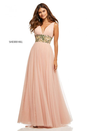 Sherri Hill 52670 prom dress images.  Sherri Hill 52670 is available in these colors: Blush Mulighti.
