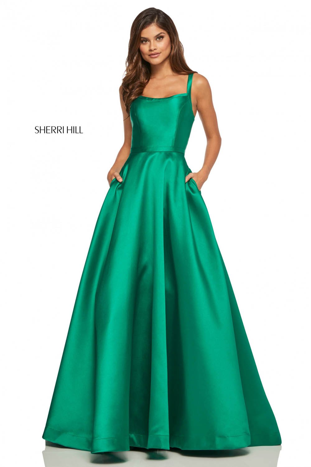 Sherri Hill 52715 prom dress images. Sherri Hill 52715 is available in these colors: Navy, Light Purple, Yellow, Blush, Emerald, Royal, Purple, Orange, Red, Berry.