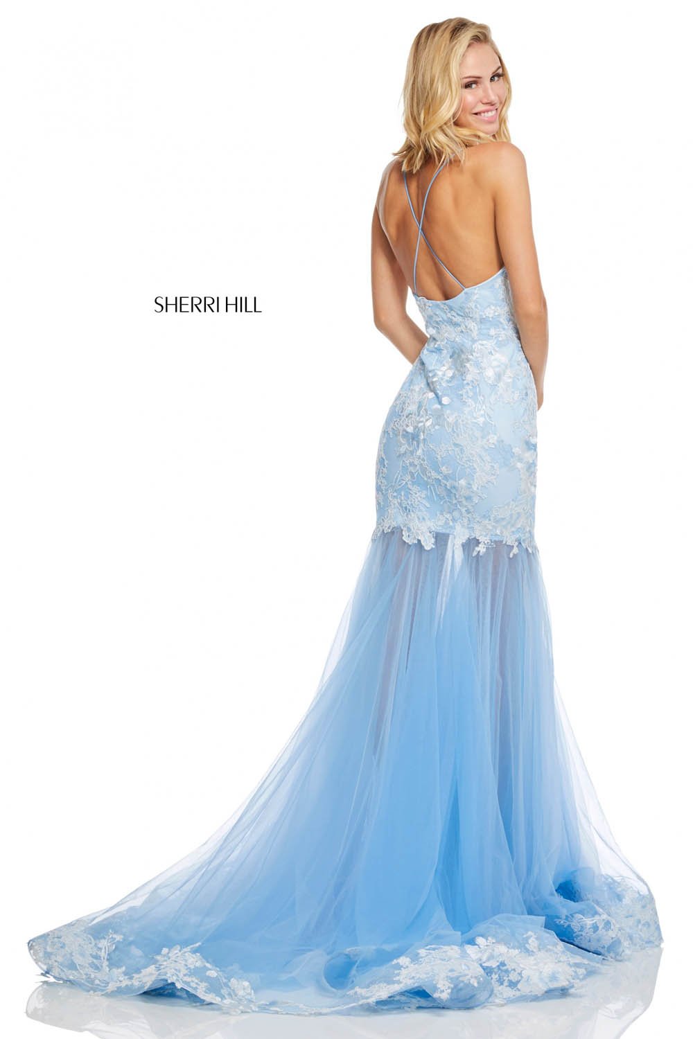 Sherri Hill 52741 prom dress images. Sherri Hill 52741 is available in these colors: Yellow, Ivory, Light Blue, Light Green, Coral.