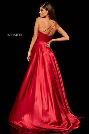 Sherri Hill 52750 prom dress images.  Sherri Hill 52750 is available in these colors: Red, Black, Royal, Ruby, Emerald, Turquoise, Yellow, Orange, Rose.