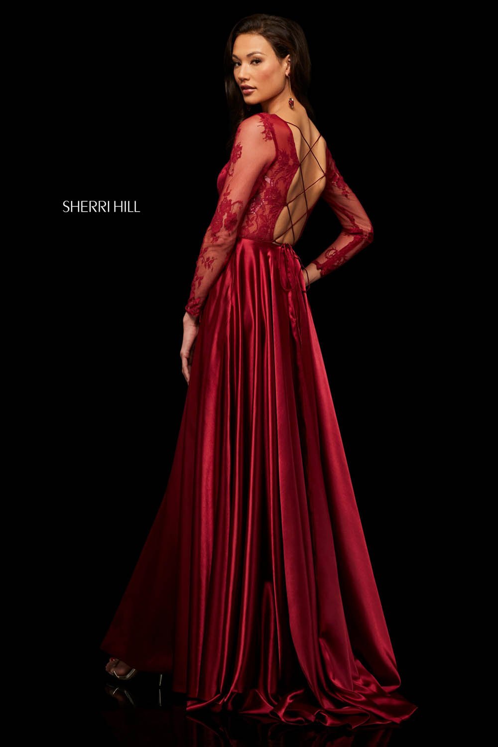Sherri Hill 52765 prom dress images. Sherri Hill 52765 is available in these colors: Black Red, Red, Black, Wine, Navy.