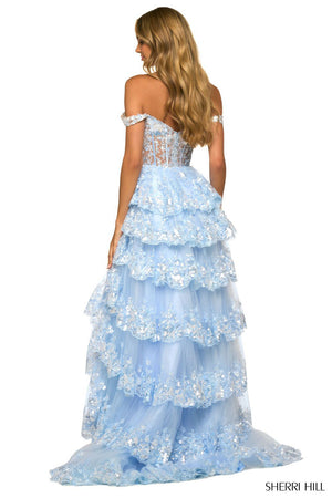 Sherri Hill 55500 blush prom dresses images.  Sherri Hill 55500 is available in these colors: Black, Ivory, Light Blue, Blush