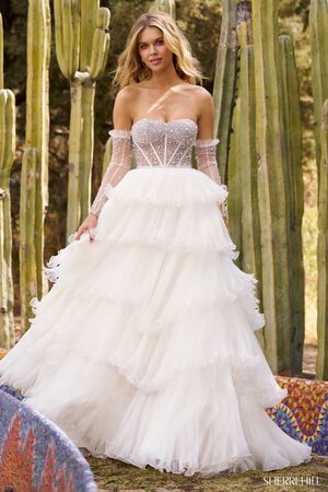 Sherri Hill 55648 prom dress images.  Sherri Hill 55648 is available in these colors: Black, Red, Ivory, Rose, Blue, Periwinkle.
