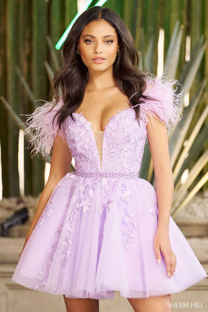 Sherri Hill 55656 prom dress images.  Sherri Hill 55656 is available in these colors: Ivory, Red, Bright Pink, Light Blue, Lilac, Ivory Nude, Black.