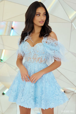 Sherri Hill 55671 prom dress images.  Sherri Hill 55671 is available in these colors: Light Pink, Light Blue, Periwinkle, Ivory, Orchid, Navy, Red, Black.