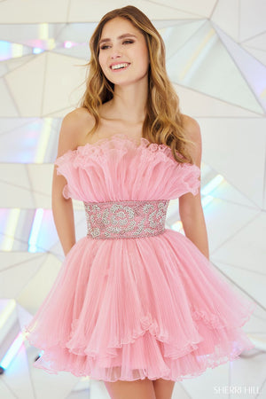 Sherri Hill 55723 prom dress images.  Sherri Hill 55723 is available in these colors: Rose.