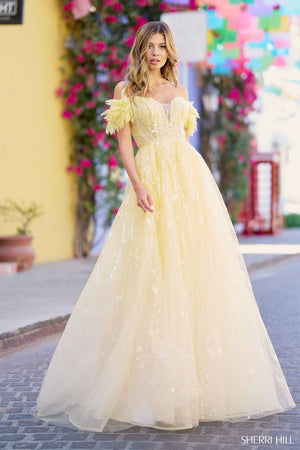 Sherri Hill 55880 prom dress images.  Sherri Hill 55880 is available in these colors: Pink, Aqua, Yellow, Green, Lilac.