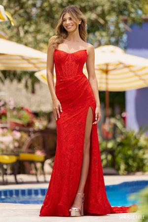 Sherri Hill 55916 prom dress images.  Sherri Hill 55916 is available in these colors: Red, Navy, Black.