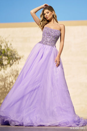 Sherri Hill 55947 prom dress images.  Sherri Hill 55947 is available in these colors: Lilac.